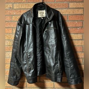 vintage route 66 black leather jacket size XL